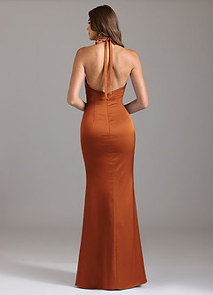 Azazie Valerie Bridesmaid Dresses Cinnamon Mermaid Pleated Stretch Satin Dress image2