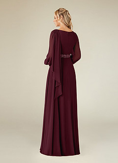 Azazie Priyanka Mother of the Bride Dresses Cabernet A-Line Boatneck Pleated Chiffon Dress image2