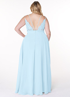 Azazie Lennon Bridesmaid Dresses Sky Blue A-Line Lace Chiffon Dress image8