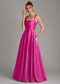 Azazie Azaria Bridesmaid Dresses Fuchsia A-Line Corset Stretch Satin Dress image3