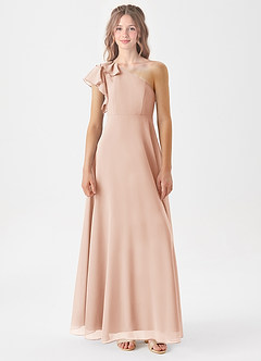 Azazie Arabella Junior English Rose A-Line Ruched Chiffon Dress image3