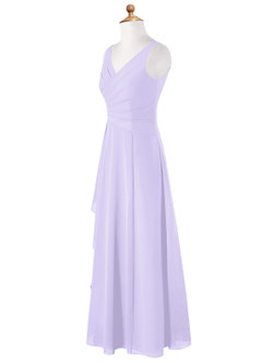Azazie Kori Junior Lilac A-Line Ruched Chiffon Dress image6