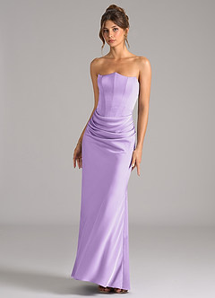 Azazie Debby Bridesmaid Dresses Lilac Mermaid Strapless Stretch Satin Convertible Dress image4