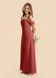 Azazie Lilly Junior Terracotta A-Line Pleated Chiffon Dress image3