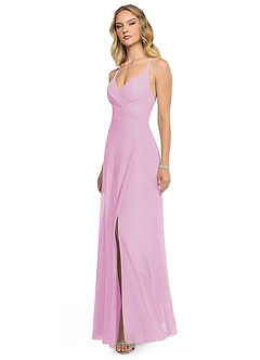 Azazie Davis Abiti da Damigella Abito A-Line in Chiffon con Scollo a V Rosa Confetto image3