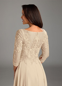 Azazie Marge Mother of the Bride Dresses Champagne A-Line Scoop Lace Chiffon Dress image11