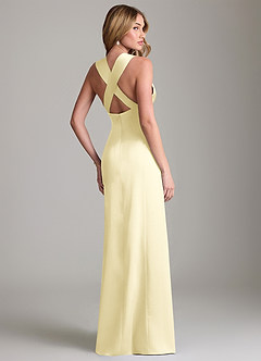 Azazie Cemion Brudtärnklänningar Klä av A-Linje i Stretch Satin Citronsorbet image3