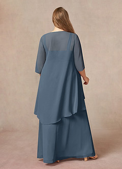 Azazie Weisz Mère de la mariée Robes Robe Trapèze en Mousseline de soie Encolure carrée plissée Neptune image8