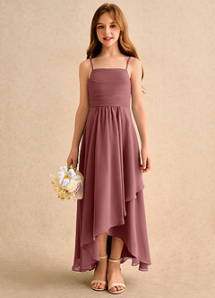 Azazie Twilight Dance Girls Formal vestidos de niña de las flores Vestido de Amatista de Gasa de Corte en A con Plisado image3