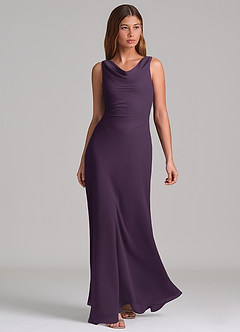 Azazie Nerine Brudtärnklänningar Klä av A-Linje i Chiffong Plisserad Plommon image1