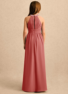 Azazie Aria Girls Formal Robe Demoiselle D'honneur Fillette Robe Trapèze en Mousseline de soie Plissé Antique Rose image2