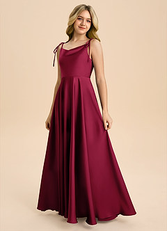 Azazie Popsy Junior Linia A Ukłon Satyna elastyczna Długość podłogi Młodsza druhna Sukienka image6