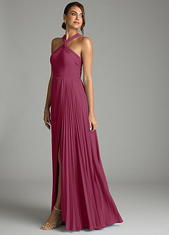 Azazie Afra Abiti da Damigella Abito A-Line in Chiffon Plissettato Gelso image4