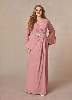 Azazie Belinda Mother of the Bride Dresses Dusty Rose A-Line V-Neck Pleated Chiffon Dress image6