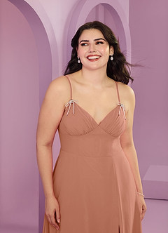 Barbie ♥ Azazie Robes de demoiselle d'honneur Robe Trapèze en Mousseline de soie avec poches Mai Tai image11