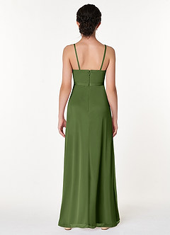 Azazie Luxy Junior Olive Pleated Mesh Dress image2