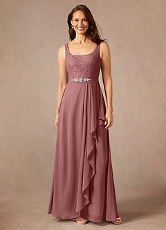 Azazie Ainsling Kleider für die Brautmutter A-Linie Quadratischer Ausschnitt Spitze Chiffon Kleid Wüstenrose image3