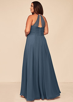 Azazie Ginger Bridesmaid Dresses Neptune A-Line Halter Pleated Chiffon Dress image10