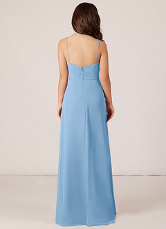 Azazie Kaylee Junior Powder Blue A-Line with Belt Chiffon Dress image2