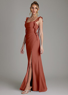 Azazie Jessamine Bridesmaid Dresses Auburn Mermaid Corset Chiffon Dress image5