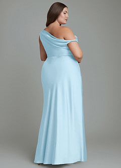 Azazie Emerson Bridesmaid Dresses Sky Blue Mermaid Off the Shoulder Stretch Satin Dress image9