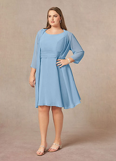 Azazie Shirley Moeder van de bruid jurken A-Lijn Jurk van Chiffon Schop gevouwen Poederblauw image10