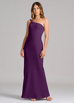 Azazie Monroe Bridesmaid Dresses Grape Sheath One Shoulder Chiffon Dress image3