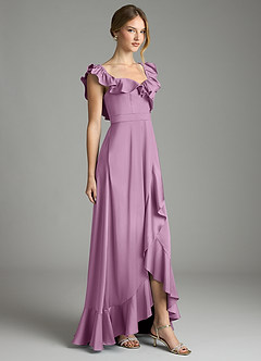 Azazie Lyra Bridesmaid Dresses Wisteria A-Line Off the Shoulder Stretch Satin Convertible Dress image5