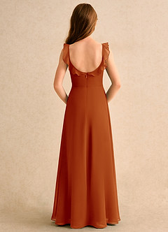 Azazie Chip Junior Formal Jurken voor bloemenmeisjes A-Lijn Jurk van Chiffon Mouwloos Paprika image2