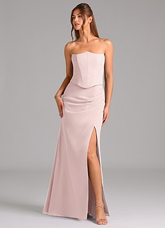 Azazie Jenine Bridesmaid Dresses Blushing Pink Mermaid Strapless Chiffon Dress image5