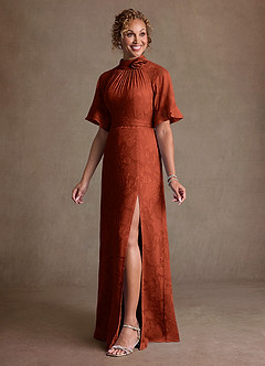 Azazie Hypatia Klänningar till brudens mor Klä Tubklänning i Blommig Utbrändhet Plisserad Kastanjebrunt image2