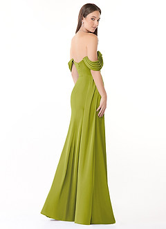 Azazie Amyra Jurken voor bruidsmeisjes Converteerbaar Jurk van Stretch Satijn met Zeemeermin Off the Shoulder Citroengras image5