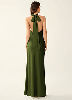 Manllanda Olive Bows Satin Prom Dress image2