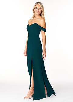 Azazie Joretta Final Sale Pine A-Line Off the Shoulder Chiffon Convertible Dress image4