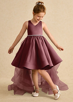 Azazie Julietta Robe Demoiselle D'honneur Fillette Robe Princesse en Tulle Convertible Rose Du Désert image5