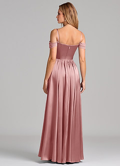 Azazie Raisa Bridesmaid Dresses Dusty Rose A-Line Off the Shoulder Stretch Satin Dress image6