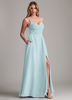 Azazie Terese Bridesmaid Dresses Mist A-Line Pleated Chiffon Dress image6