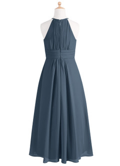 Azazie Bonnie Junior Neptune A-Line Pleated Chiffon Dress image6