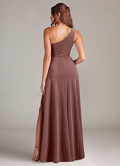 Azazie Brooke Bridesmaid Dresses Espresso A-Line One Shoulder Velvet Dress image5