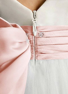 Azazie Sosie Abiti da Ragazza di Fiori Abito A-Line in Tulle Plissettato Avorio Rosa Rossore image5