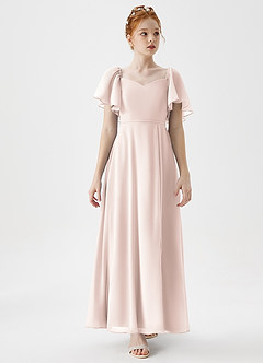 Azazie Chloe Junior Vestido de Pétalo De Rosa de Gasa de Corte En A con Escote de Corazón image5