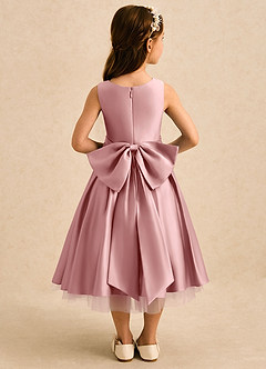 Azazie Josie Flower Girl Dresses Dusty Rose A-Line Pleated Matte Satin Dress image2