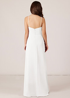 Azazie Kaylee Junior Jurk van Chiffon met A-Lijn met Riem Wit image2