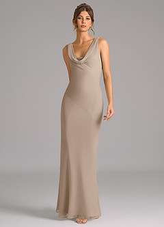 Azazie Rylina Bridesmaid Dresses Taupe Mermaid Pleated Chiffon Dress image4