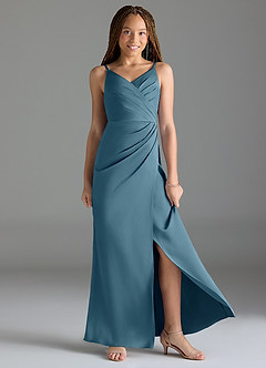 Azazie Maci Junior Bermuda Mermaid Pleated Stretch Satin Dress image3