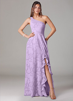 Azazie Ellianna Jurken voor bruidsmeisjes Jurk van Bloemen Burn-out met A-Lijn One-Shoulder Lila image1