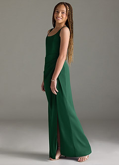 Azazie Mero Junior Dark Green Mermaid Pleated Stretch Satin Dress image4