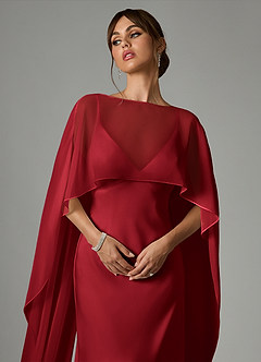 Azazie Stefania Bridesmaid Dresses Scarlet A-Line Stretch Satin Dress image5