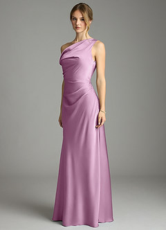 Azazie Emerson Bridesmaid Dresses Wisteria Mermaid Off the Shoulder Stretch Satin Dress image2