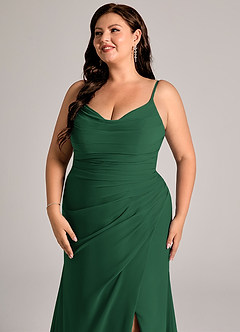 Azazie Deandra Bridesmaid Dresses Dark Green Mermaid Pleated Chiffon Dress image12